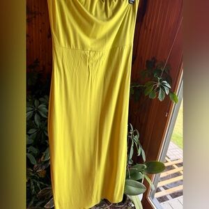 See You Monday Bodycon Tubetop Dress Lime Green Stretchy Pencil Women Size Large